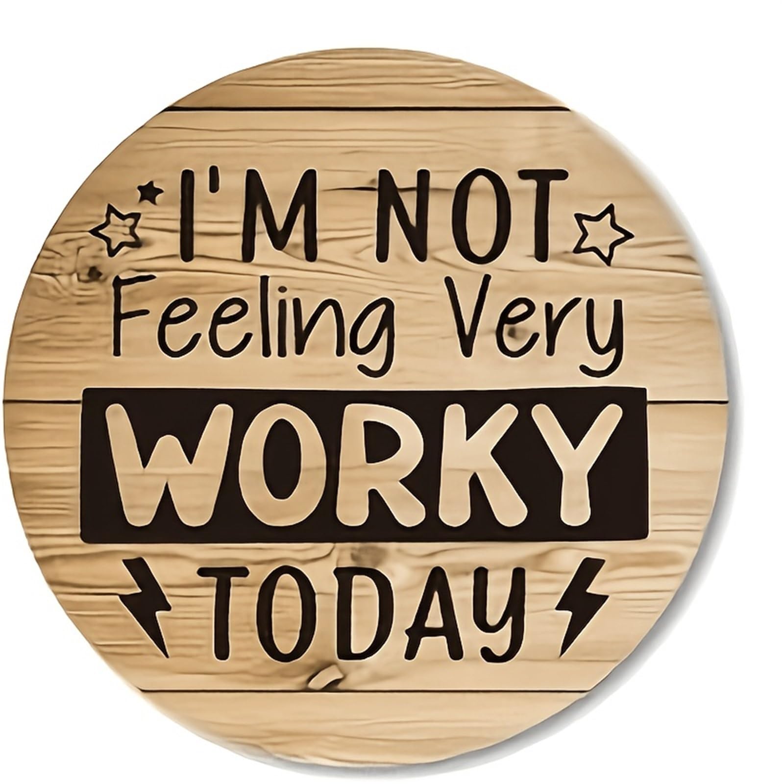 Wooden Round Coasters 3pcs 2D Retro Letter Wooden Coaster Set