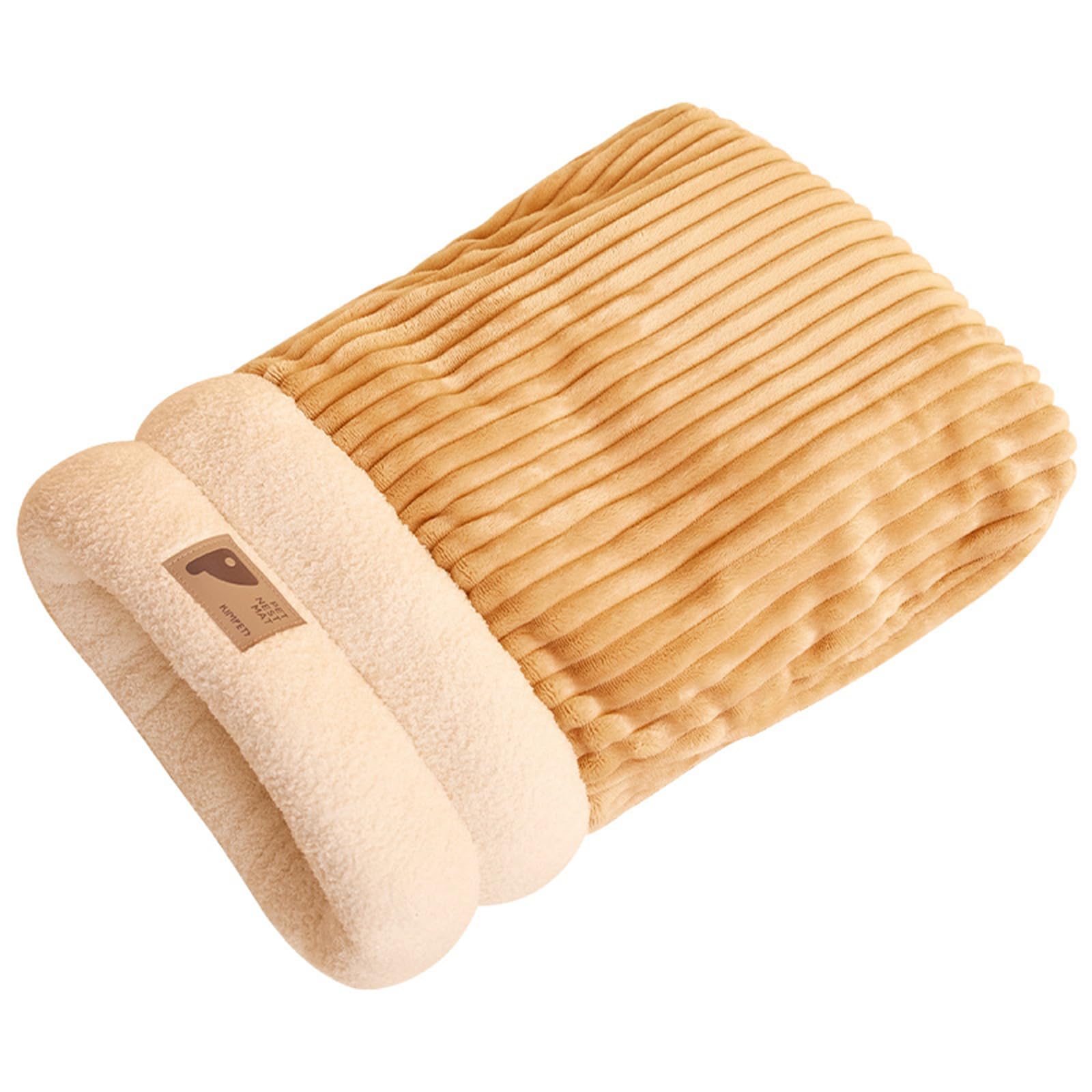 XUZHID Blanket Pocket?Cat Sleep Bag Fleece Winter Blanket Pocket Nest Thicken Lining Furry Warm Wrap for Pet Kitten Puppy Gray/White/Brown