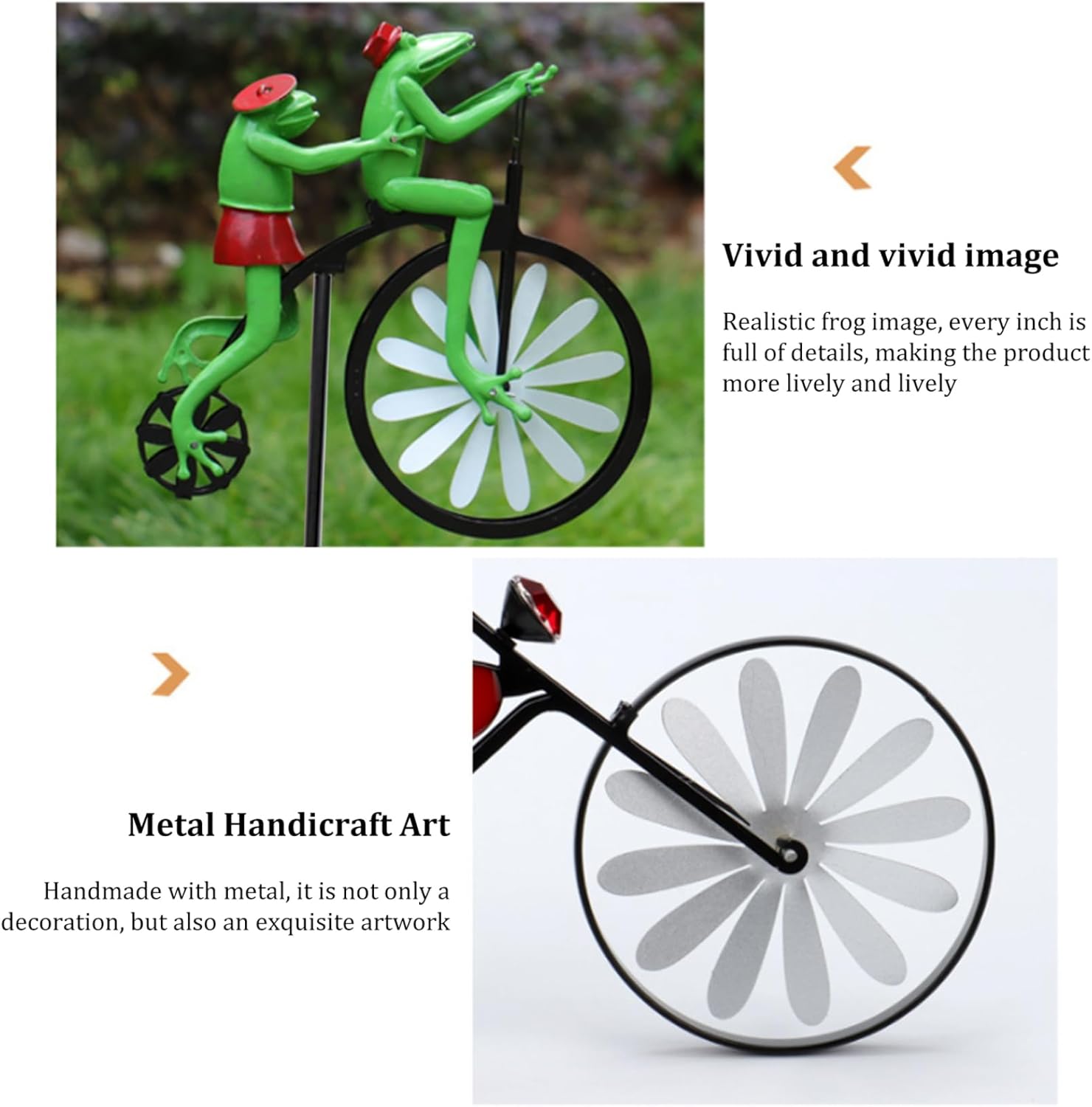 Pinwheels for Yard and Garden Vintage Bicycle Metal Wind Spinner for Garden Cute Animal On Bike Spinner Garden Windmill Ornament