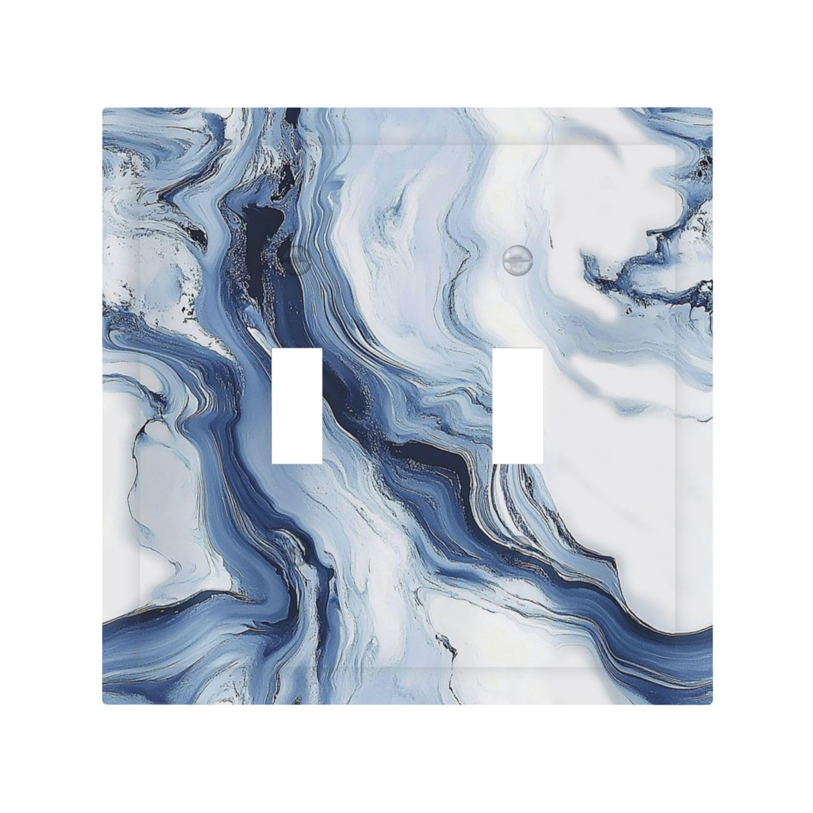 Photo 1 of Nijuodnijir Decorative Switch Plates - White Marble Navy Blue Line Fluid