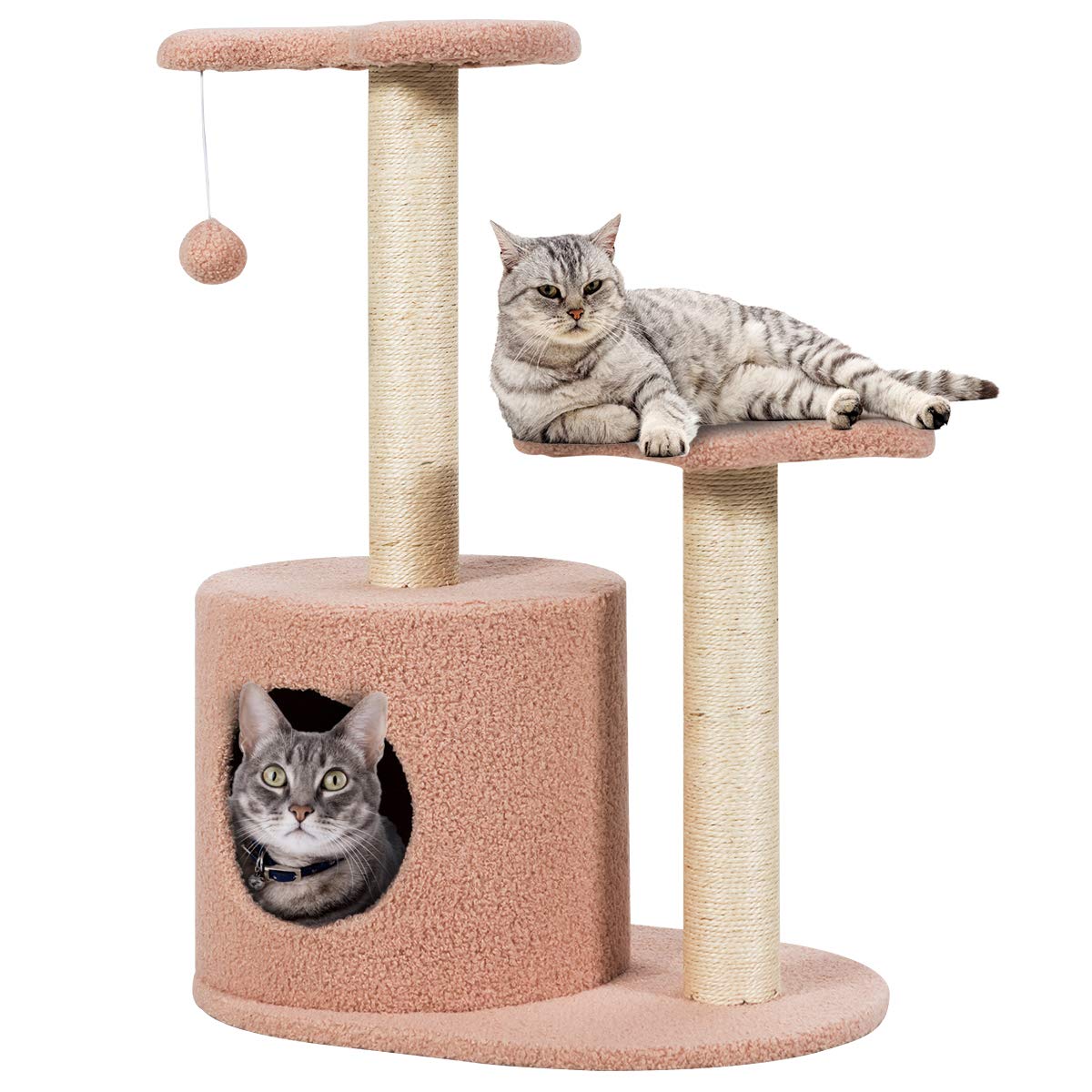 Tangkula 28.5” Multi-Level Cat Activity Tree, Kitten Climbing Tower with Sisal-Covered Scratching Posts & Condo, Pet Furniture Cat Activity Center Play House