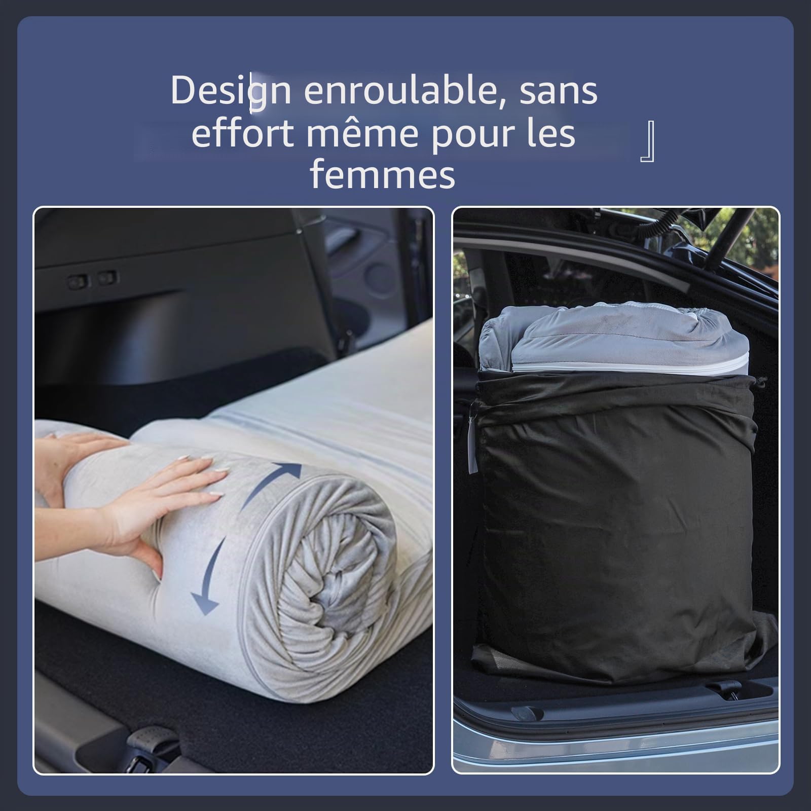 Matelas de camping portable pliable en mousse à mémoire de forme avec sac de rangement et drap pour Tesla modèle Y, lit de couchage de voiture de siège arrière (6 cm)