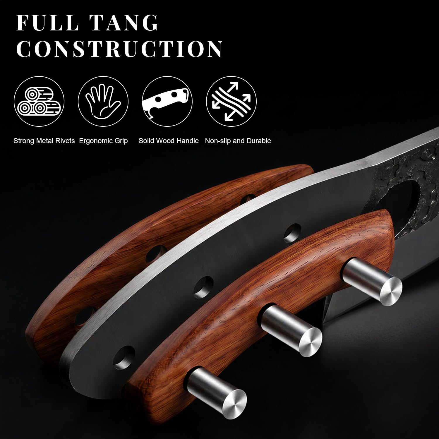 MOSFiATA Juego de Cuchillos de Carnicero Set Cuchillos de Cocina con Bolsa | Acero de Alto Carbono, Cuchillo Chef Serbios, Cuchillo Hueso, Cuchillo Vikingo, Bolsa Enrollable, para Carnicería Restaurante