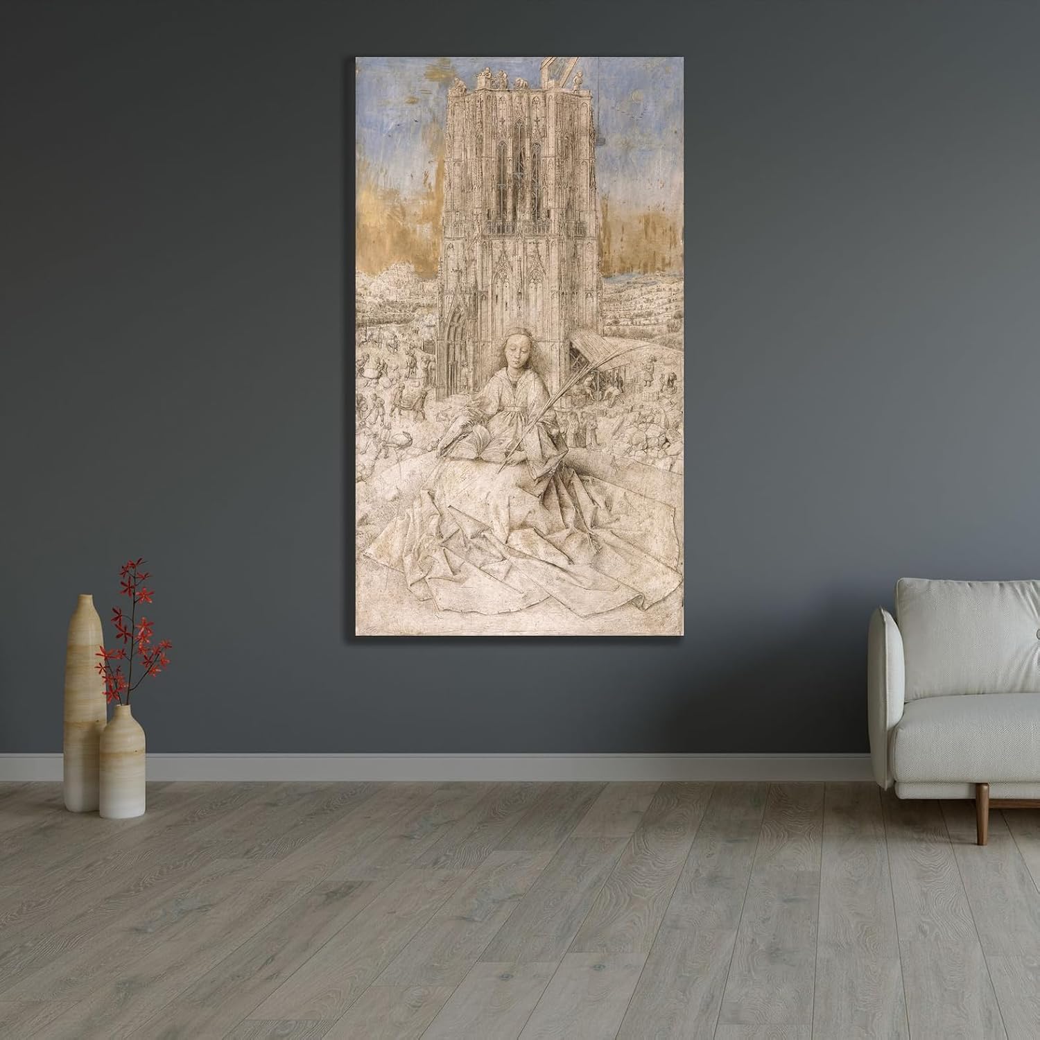 ArtDirect Saint Barbara (1437) Custom Framed Art Print Giclee Print or Canvas Options with Various Sizes and Customization by Jan van Eyck