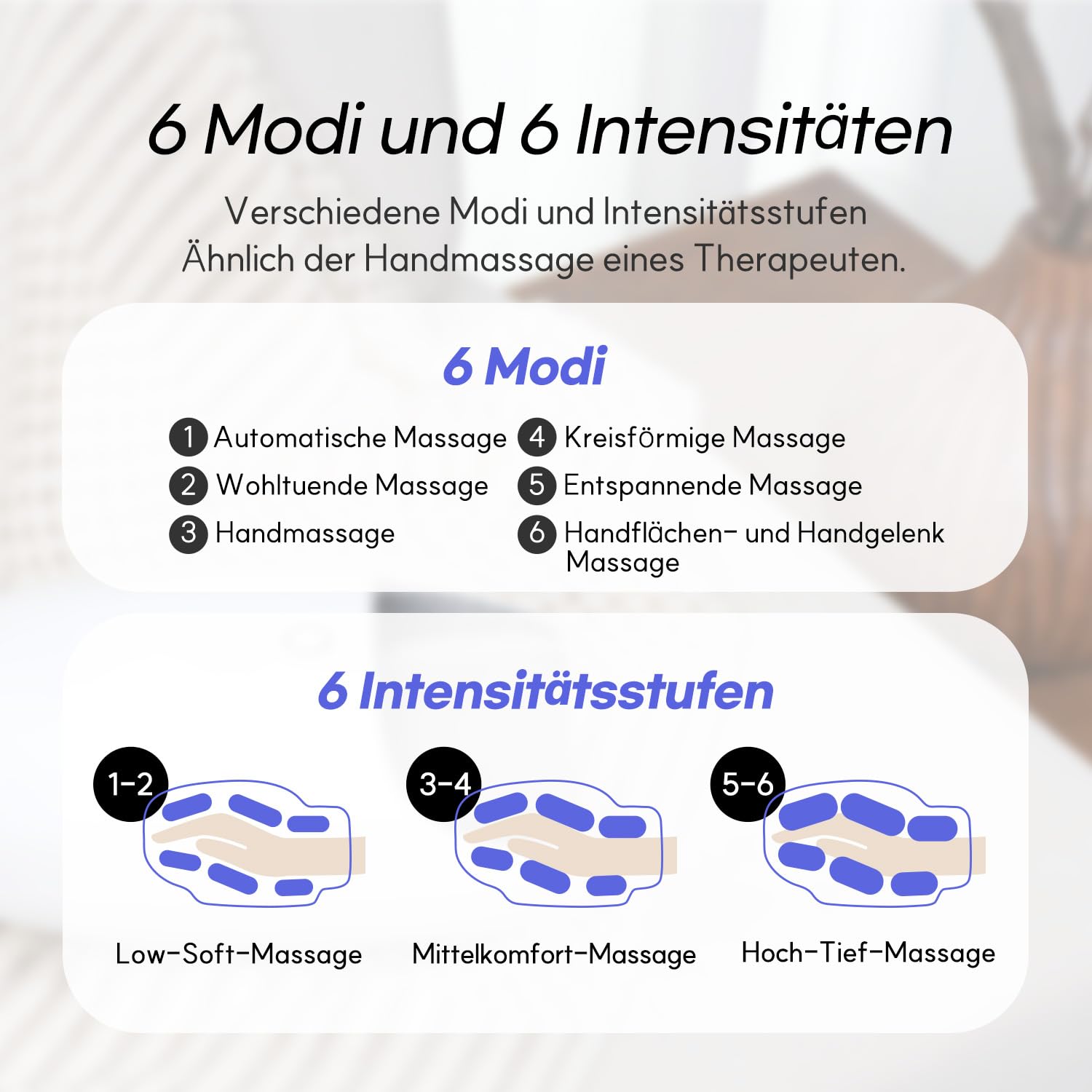 HubiCare Handmassagegerät mit Wärme und Luftstrom, starker Luftkompression für Hand, Finger und Rollmassage, gegen Schmerzen und Steifheit, mit Akupressur und Reflexzonenfunktion zur Entspannung