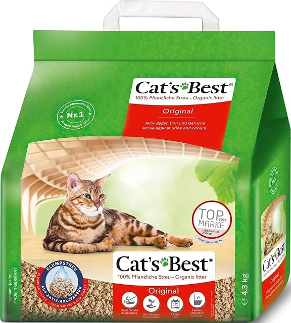 Cat's Best Arena para Gatos Aglomerante EcoPlus 10L (4,3 kg). Arena Biodegradable Hasta 7 Semanas de Uso.…