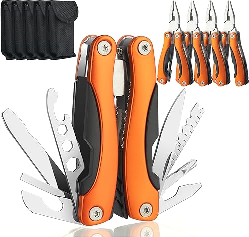 Paquete de 5 alicates de punta de aguja, multiherramienta, esenciales de senderismo, regalos para padres, alicates multiherramienta, cuchillo de