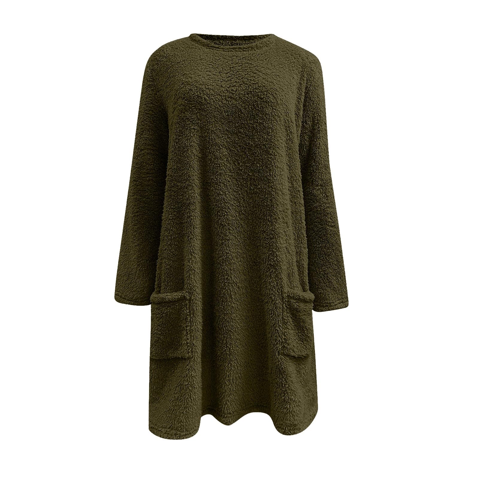Da Donna A Maniche Lunghe con Pullover, Autunno E Inverno, in Morbido Pile Doppio, Rilievo Comodo Abbigliamento Casa per Le Notti Fredde Pigiami Due Pezzi (Green, L) Pigiama Cotone
