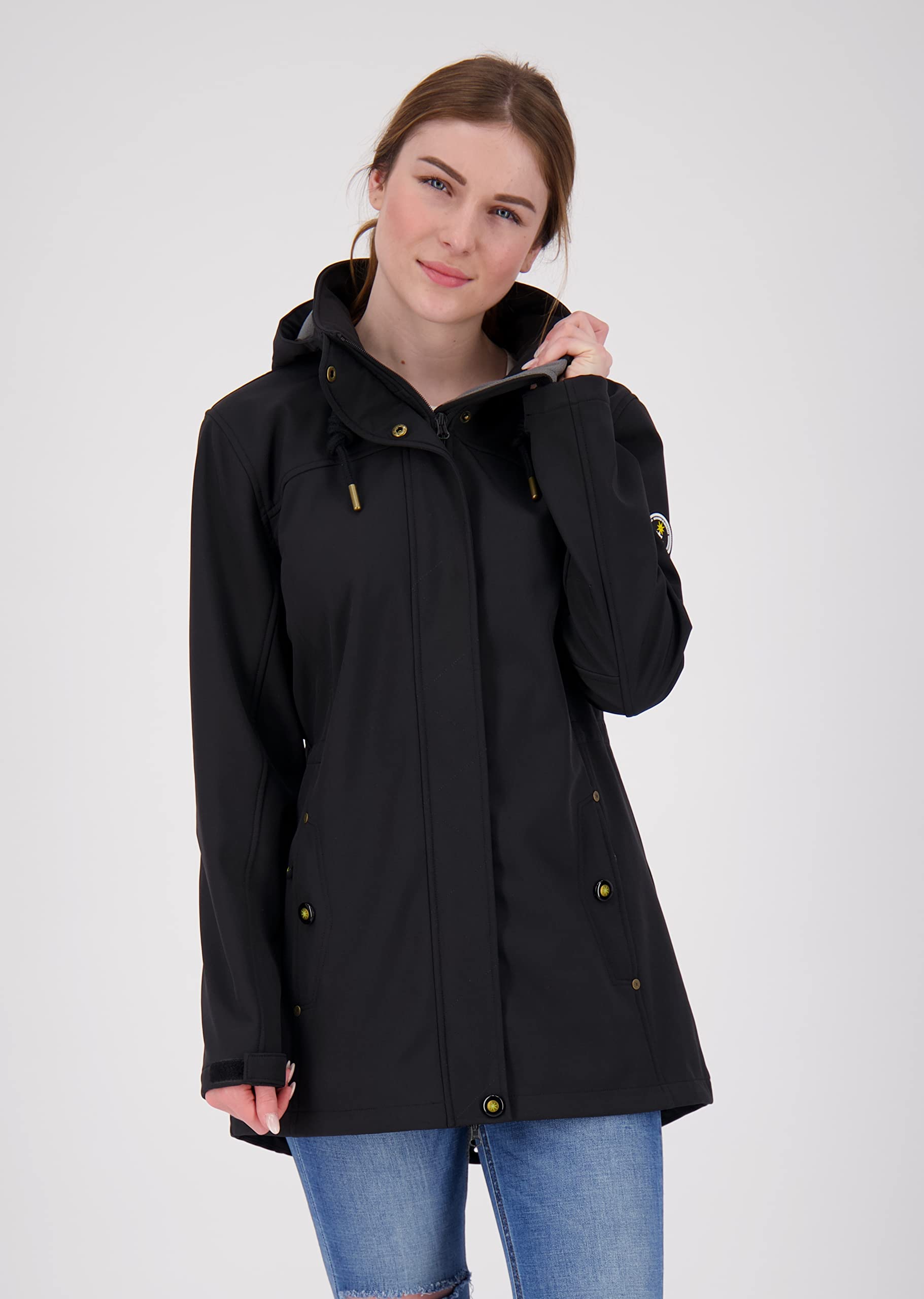 Ankerglut Damen Damen Softshellmantel Kurzmantel mit Kapuze Gefüttert Softshelljacke Übergangsjacke #Ankerglutbrise Softshelljacke (1er Pack)
