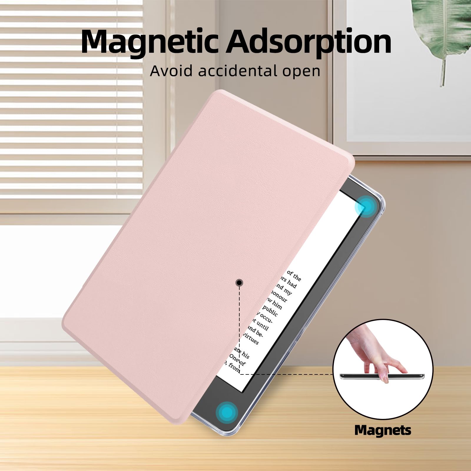 Custodia per Kindle da 6 pollici 2024/2022 release (11 generazione), custodia in pelle PU leggera e guscio posteriore rigido trasparente con cinturino da polso, spegnimento automatico/sveglia