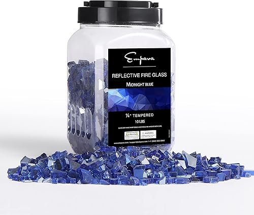 Miniatura 5 de Empava Vidrio templado reflectante de 10 libras de 1/4 pulgadas para fogata de gas en azul medianoche