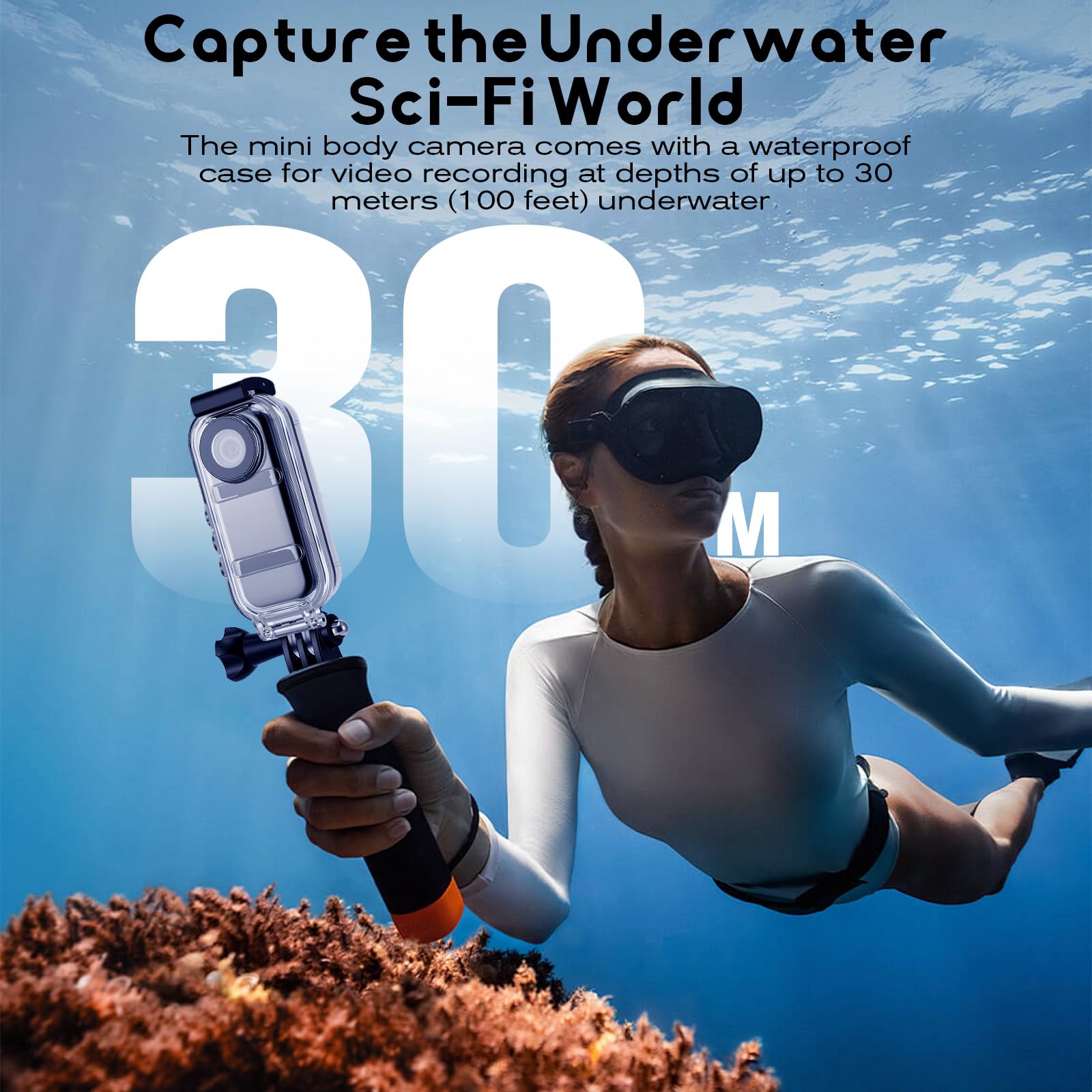 Mini Action Cam mit 180° Rotierendem Objektiv, 1080P, Wasserdicht 30m, 1,47" Touchscreen, Body Cam für Vlog