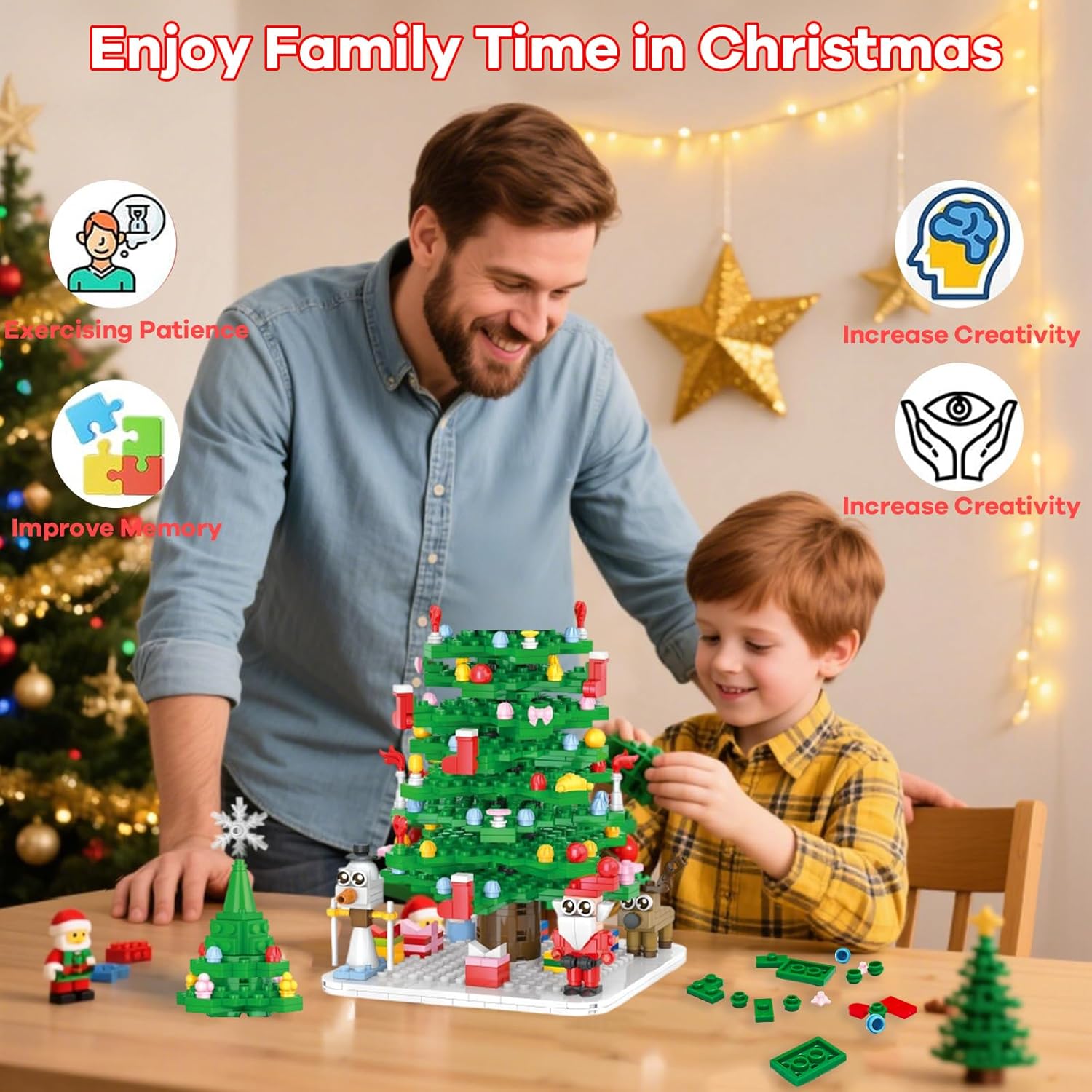 Advent Calendar 2025 Christmas Tree Building Blocks Kit - Christmas Countdown Calendar Christmas Tree Building Toy Set Xmas Gifts for Adults Teens Kids