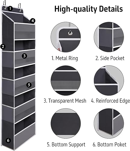 Miniatura 10 de TYMENSH Organizador de puerta 5 estantes rectos (negro)