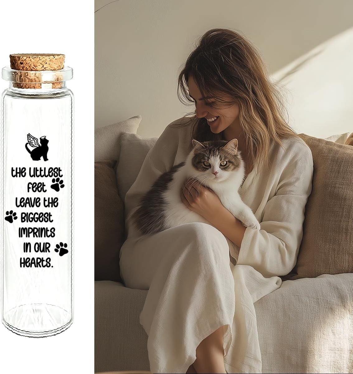 Cat Glass Whisker Jar Collector Pet Loss Sympathy Bottle for Cat Mom Dad image 3