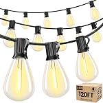 120FT LED Outdoor String Lights with 30+2 Edison Shatterproof Waterproof Bulbs, 2700K Commercial Grade Patio Lights, Heavy Duty Outside Hanging Outdoor Lights for Garden Porch Deck Decor