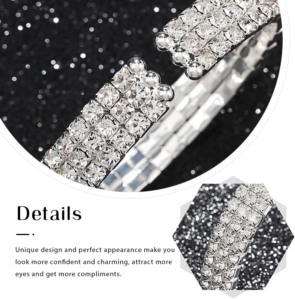 Sakytal Rhinestone Open Cuff Bracelets Crystal Tennis Bangle Bracelet Prom Party Wedding Bangles Jewelry for Women - Image 4
