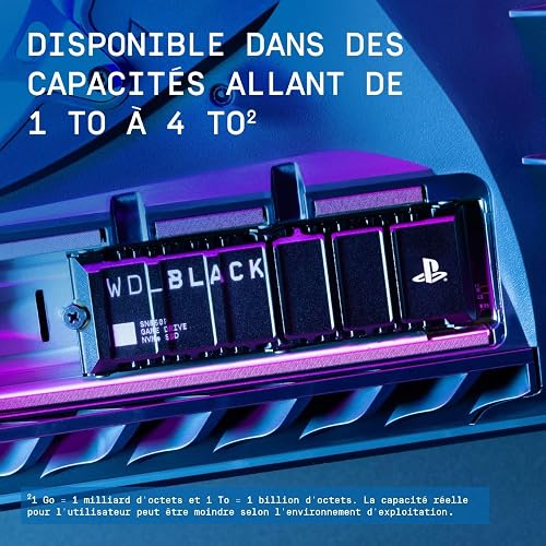 SanDisk WD_Black SN850P SSD M.2 PCIe NVMe 2 to – Licence Officielle pour Consoles Playstation5 – jusqu'à 7 300 Mo/s - 4