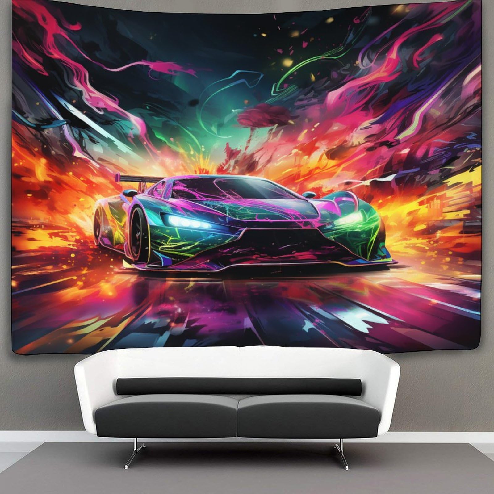 Mjczegdcr Car Sports Wall Tapestry 3D Print Tapestry Wall Hanging Decoration Tapestries Bedroom Wall Decor Soft Polyester,For Bedroom Living Room Dorm Home Decorations 100Cmx150cm