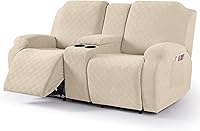 Vista 12 de VANSOFY Funda para sofá reclinable con consola central elástica, funda reclinable para sofá de terciopelo para 2 asientos, funda para sofá