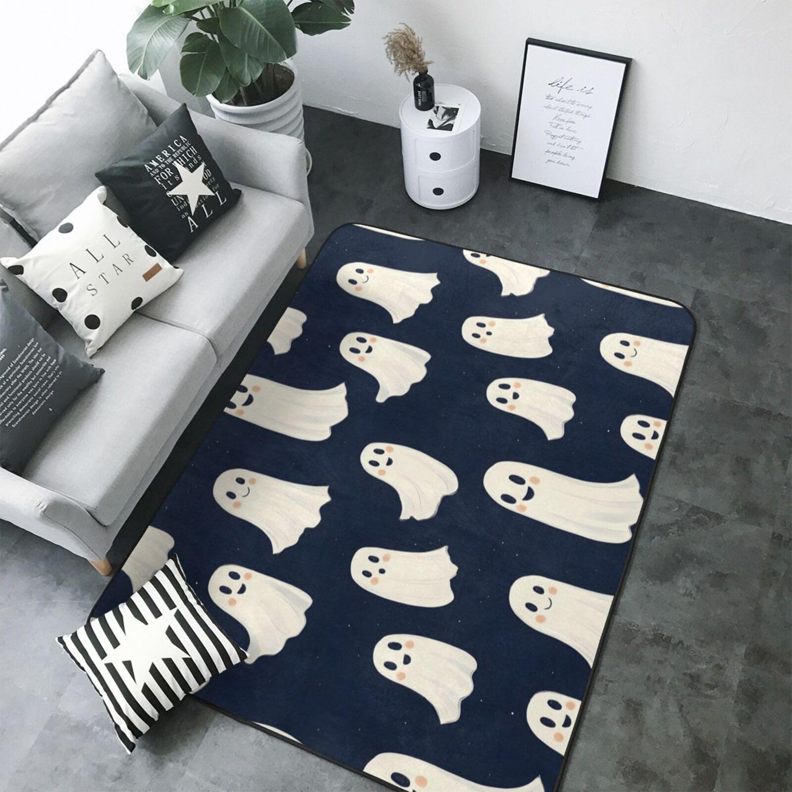Tapis de chambre antidérapant blanc 123x177 pour grand salon moderne