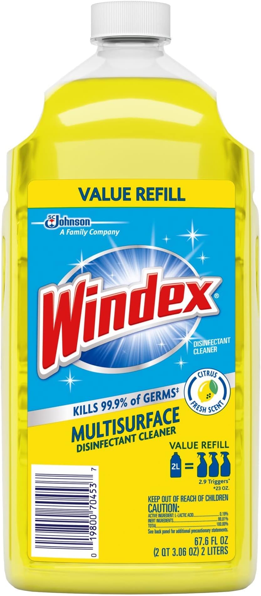Windex Disinfectant Cleaner MultiSurface Refill 67.6floz