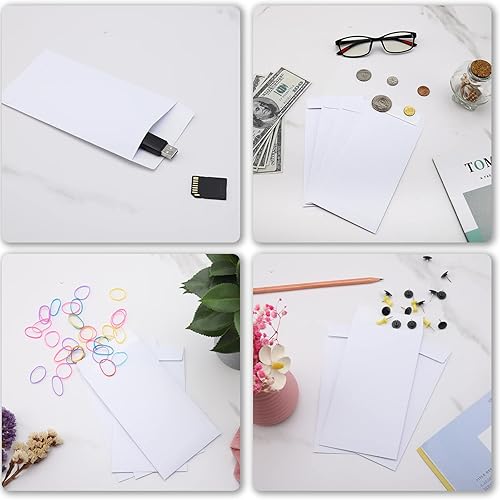 Miniatura 3 de Paquete de 100 sobres de efectivo autoadhesivos de 6.7 x 3.5 pulgadas, aptos para desafíos de ahorro de dinero, sobres blancos de 120 GSM gruesos