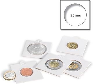 Lighthouse - Matrix Coin Holders, 2x2 Self-Adhesive Coin Flips for Coins up to 25 mm - Pack of 25