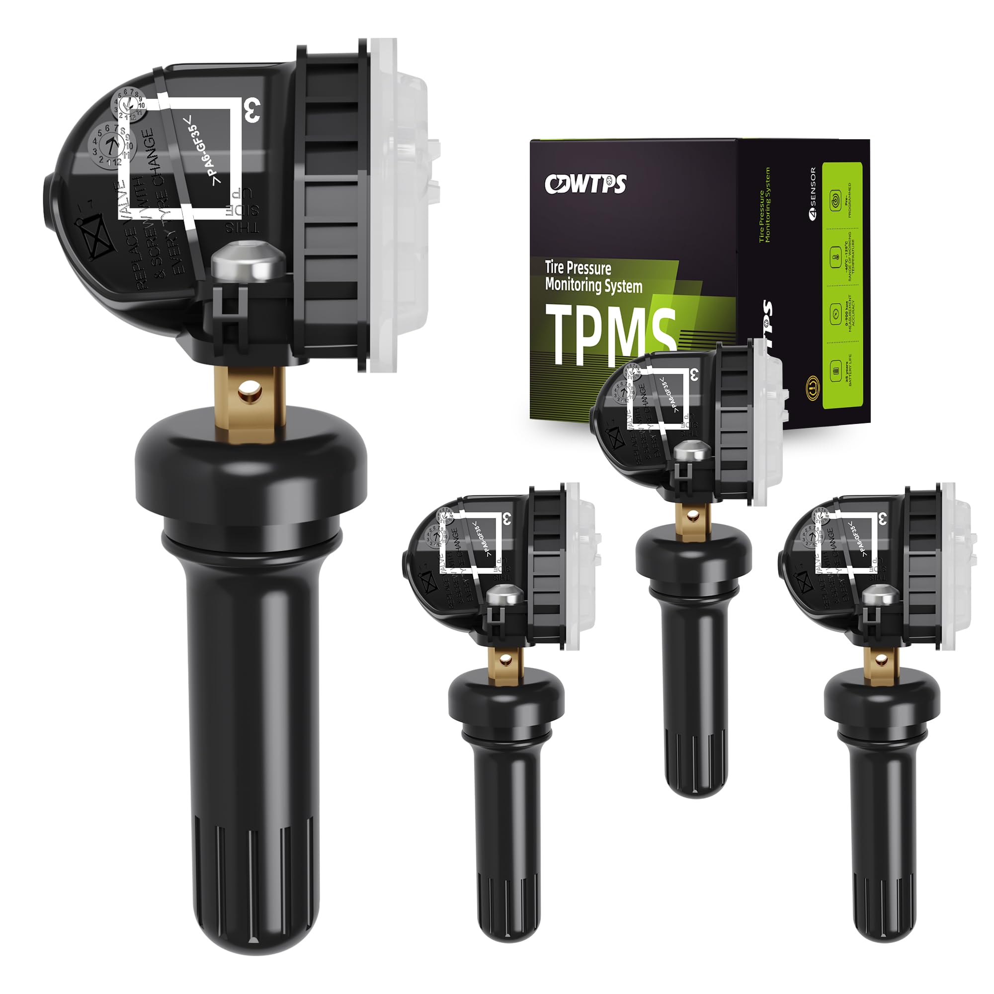 CDWTPS TPMS Sensor GM 4-Pack, 315MHZ Tire Pressure Monitor System for Chevy Silverado GMC Buick Cadillac Hummer Pontiac GM SAAB Saturn Replace#13598771,13598772,13586335,13581558,20923680