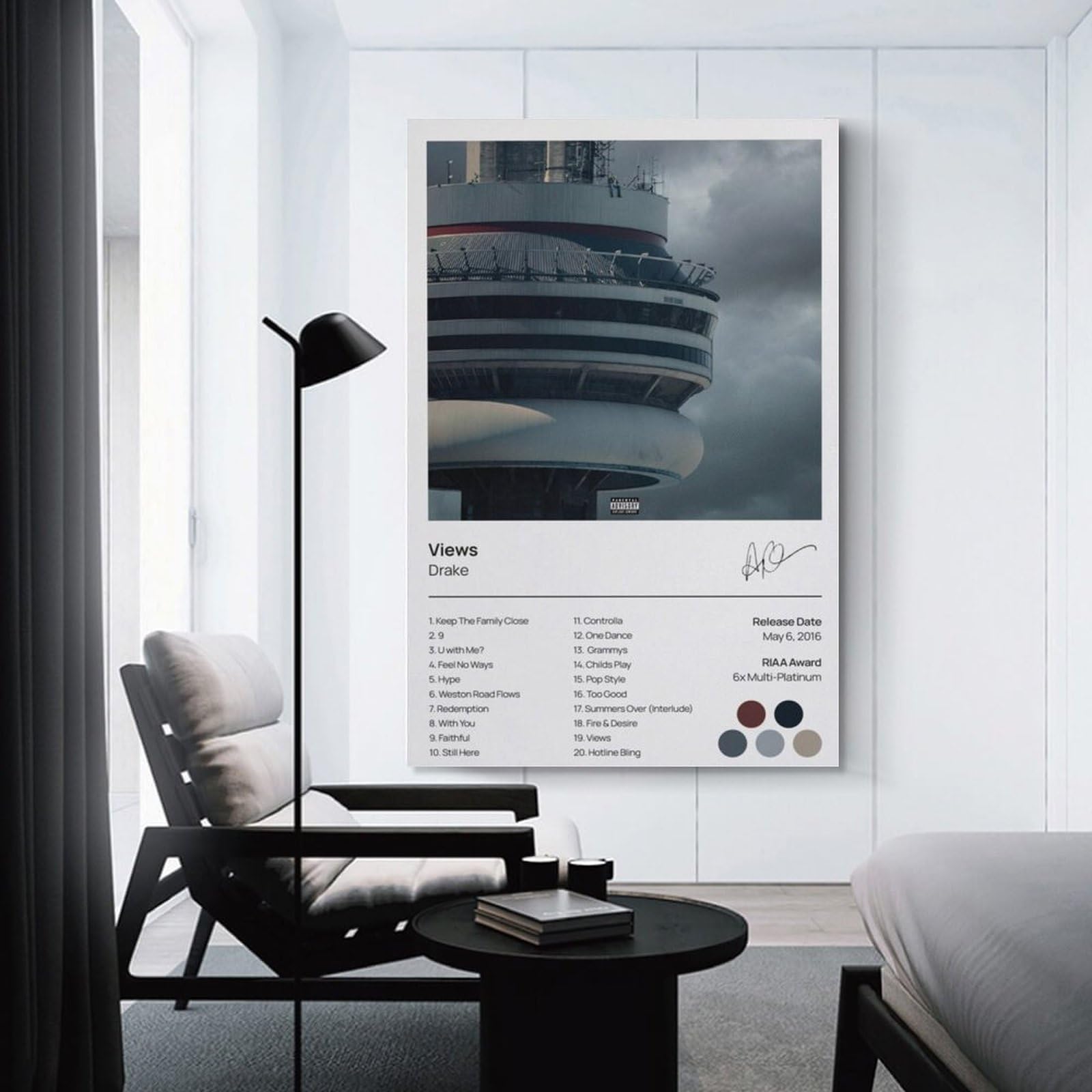 Dessin Encadré Drake - Poster Haute Qualité - Art Mural Musique/Rap - Cadeau