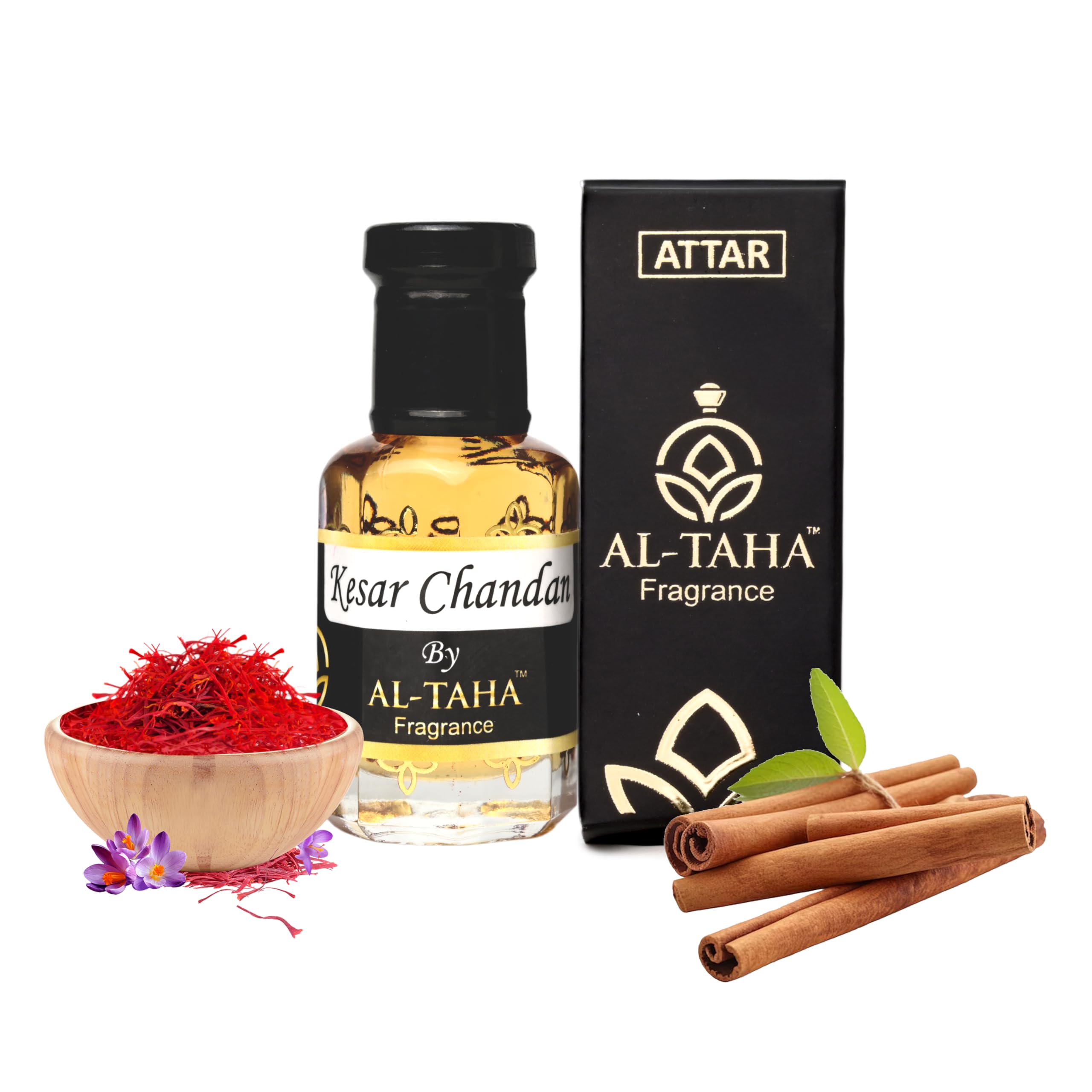 Kesar chandan Attar Original Pure Super Long-Lasting Attar by Al Taha fragrance 100% Alcohol Free 12.ml in Luxury Bottle Best for Men and Women