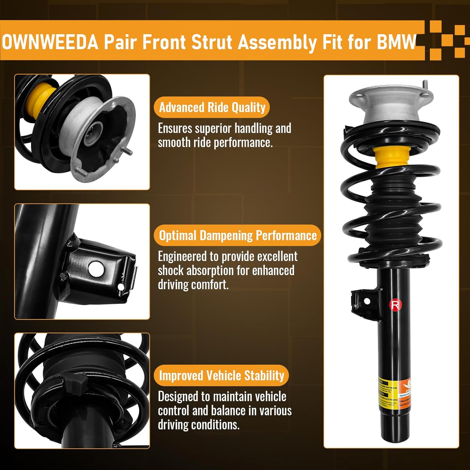 31316780197 Pair Front Strut Assembly with Coil Spring for 2006-2013 BMW 325xi 328i xDrive 328xi 330xi 335i 335i xDrive 335i xDrive E90 Series Replaces 31316780193