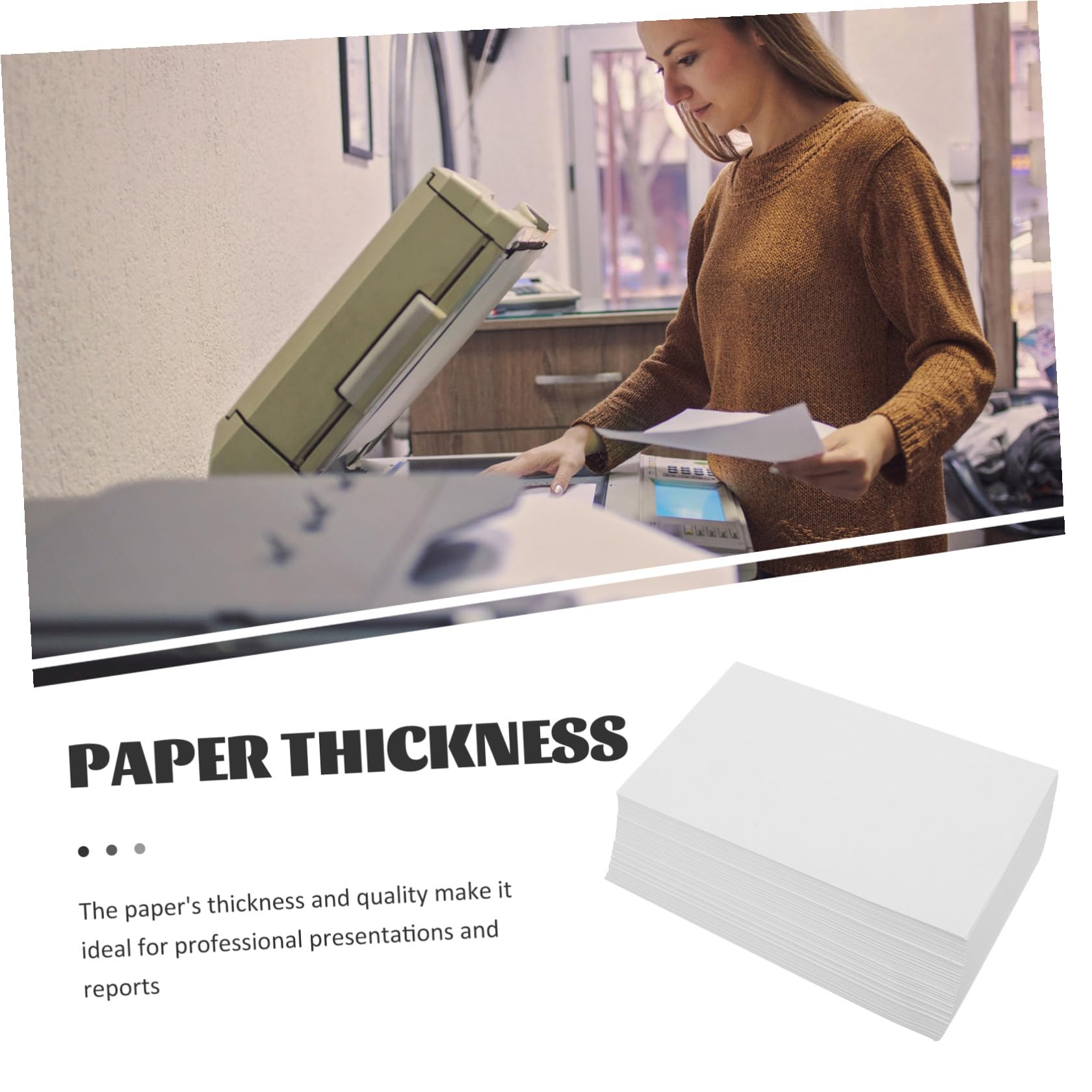PACKOVE 500 Blatt Weißes Multifunktionspapier Dickes Kopierpapier für Drucker Praktisches Blanko Schreibpapier für Büro und Bastelprojekte