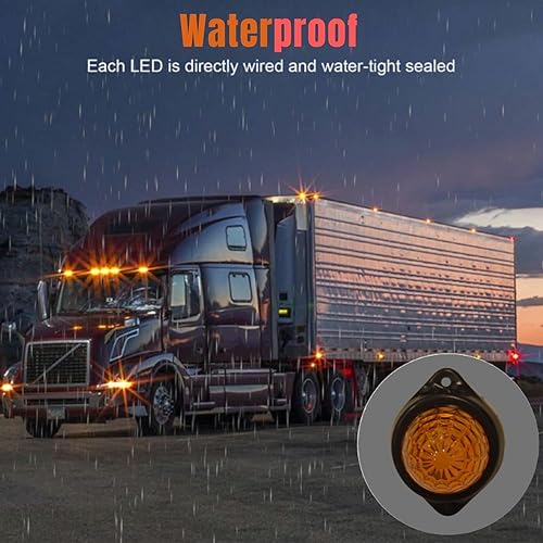 Miniatura 6 de APSMOTIV Paquete de 2 luces LED marcadoras para remolque, 24 V, impermeables, luces de pollo ámbar, para semircamiones, carga y carga, ajuste