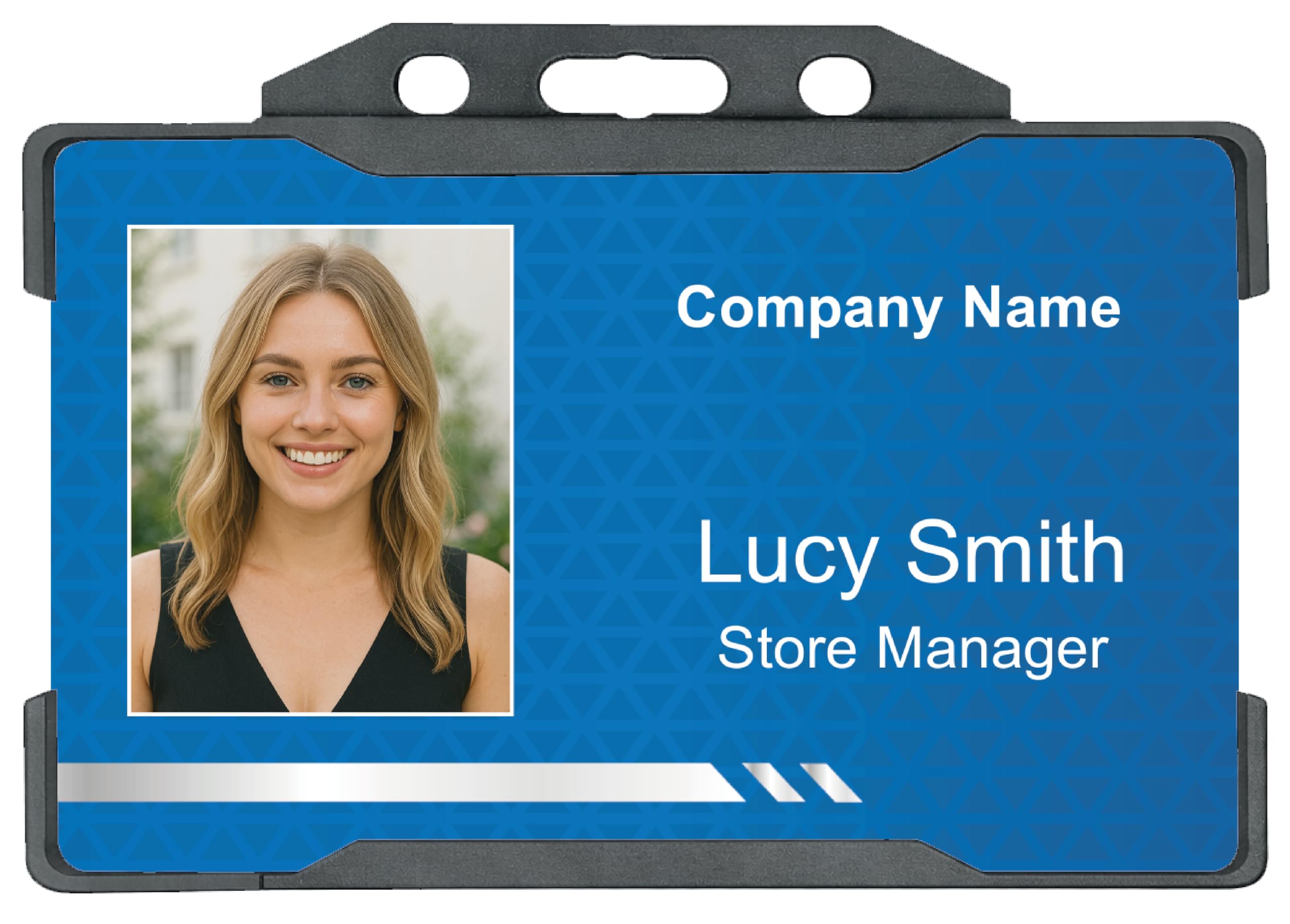 Custom Photo ID Card – Blue Professional Staff ID Badge – Personalised Company Name, Employee Name & Job Title – CR80 PVC Card – Professional Quality Print