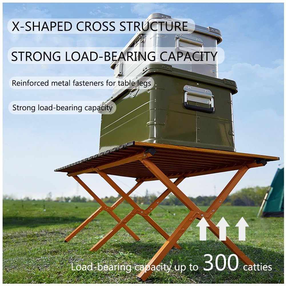 Tavolo da campeggio pieghevole e portatile, ultraleggero, arrotolabile, in alluminio, con custodia, perfetto per picnic, barbecue, giardino, 90 x 60 x 43 cm