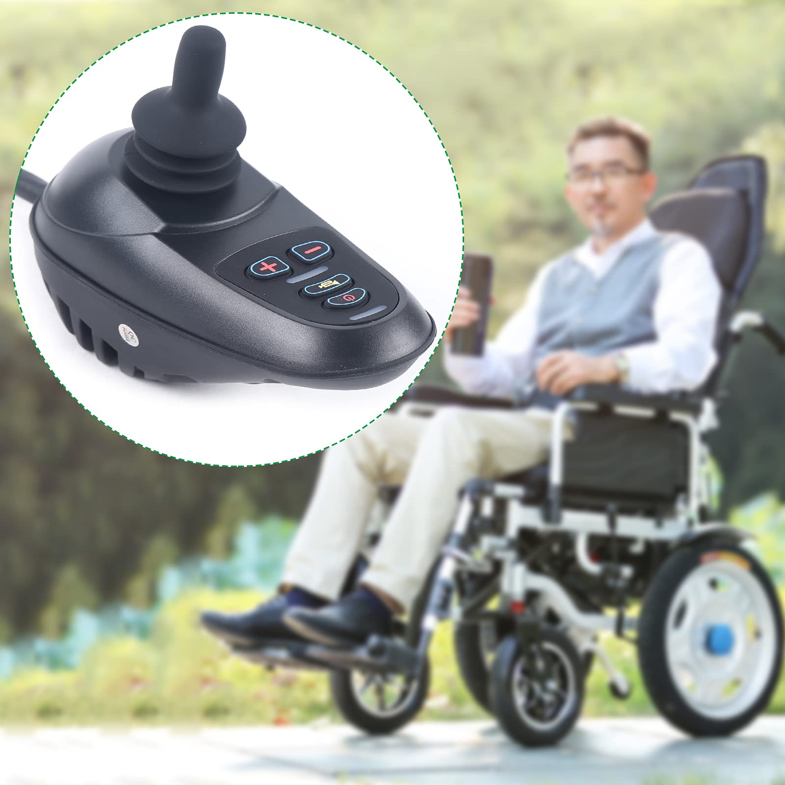 Electric Wheel Chair Joystick Controller 24V DC Wheelchair Motor Ml2p+ Adapter Cable Electric Wheelchair Controller with 5 Gear Speeds for Brushed Motors