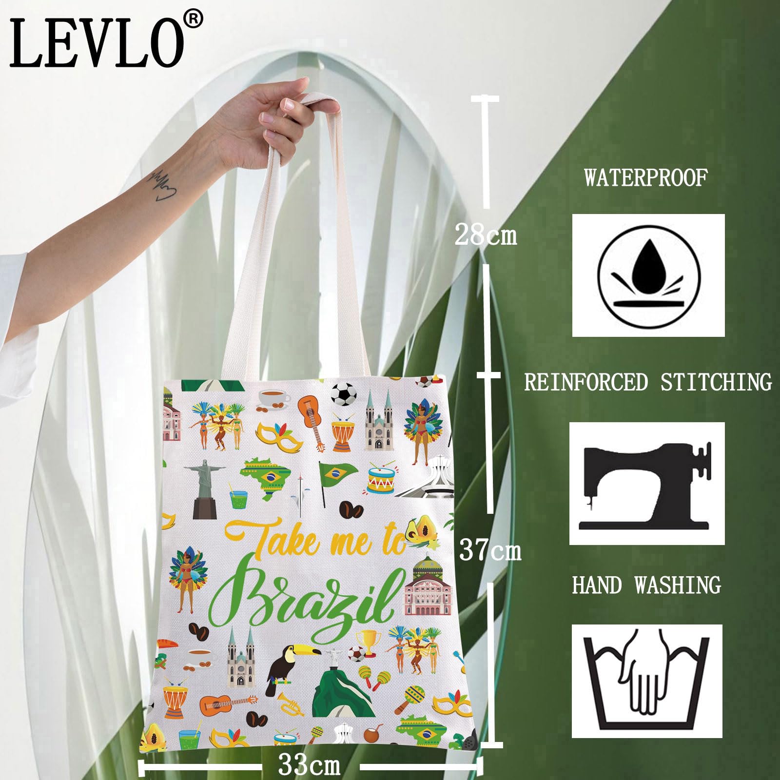 LEVLO Brazil Culture Travel Cosmetic Bag World Cup Souvenir Gift Take Me To Brazil Zipper Pouch for Traveler Take brazil TG, 0 - Image 2