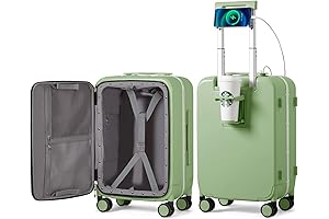 Carry On Luggage with mixi Holder and Charger | 20" Avocado Green Suitcase