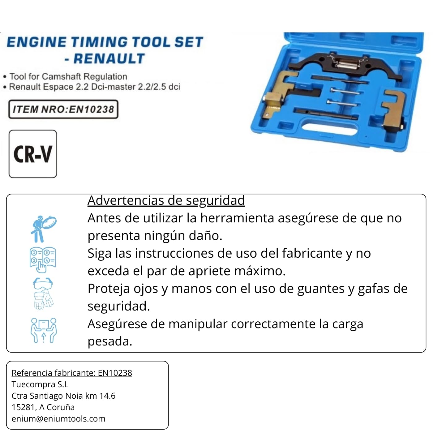 Kit calado de distribuciones compatible con Renault Espace, Nissan, Opel y Dacia 1.5, 1.9, 2.2 y 2.5 DCI DTI. Puesta a punto motor