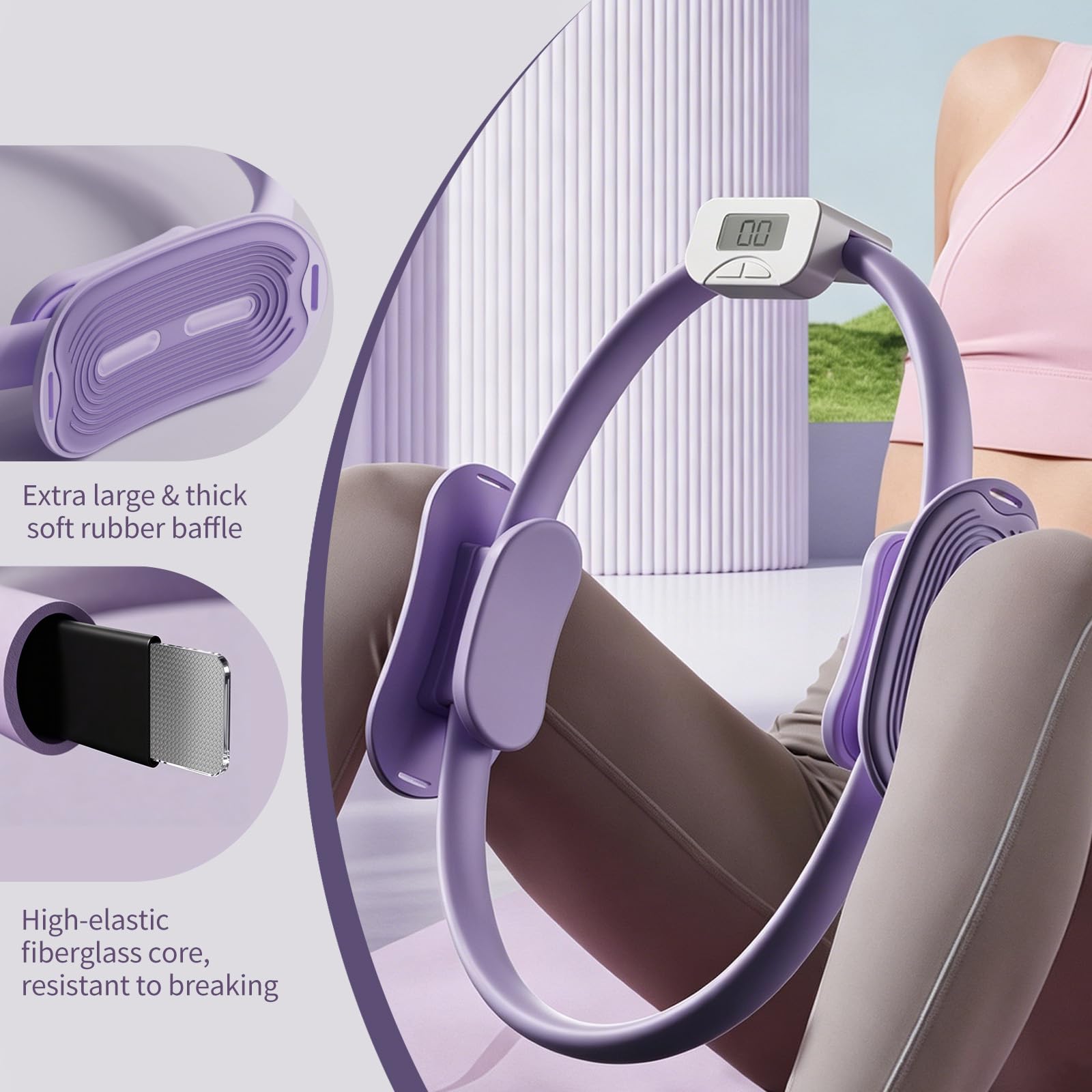 Pilates Kit, Anello Pilates da 14''/35cm Pollici con Palla Mini Pilates,3pcs Fascette Resistenza per Forza Flessibilità,Stabilità e Tonificazione Corporea Attrezzi da Palestra con Display