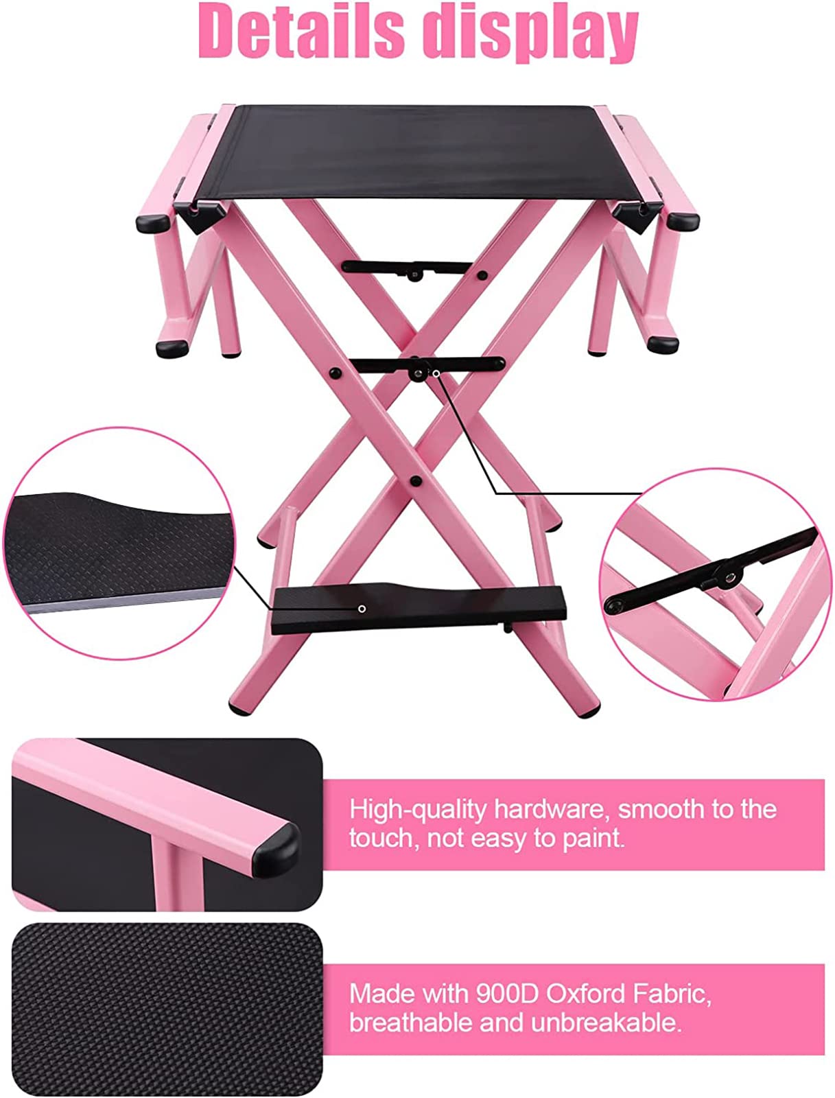 Tragbarer Aluminium-Stuhl für Make-up-Künstler – leichtes, faltbares Design für den Außenbereich, ideal für Profis und Make-up-Künstler unterwegs, perfekt für Beauty-Events.