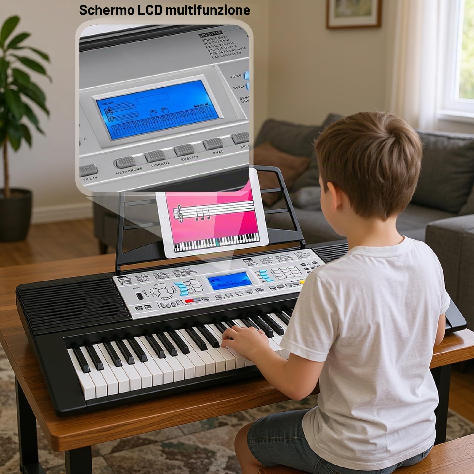 MAMIZO Pianoforte Digitale, tastiera con funzione di registrazione e programmazione E piano, Pianoforte Digitale 61PCS Tasti per Principianti e Professionisti, Tastiera Elettronica con altoparlanti