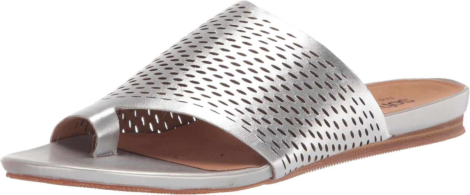 SoftWalk Women's Flat Sandals, Silver Metallic, 8.5 Narrow