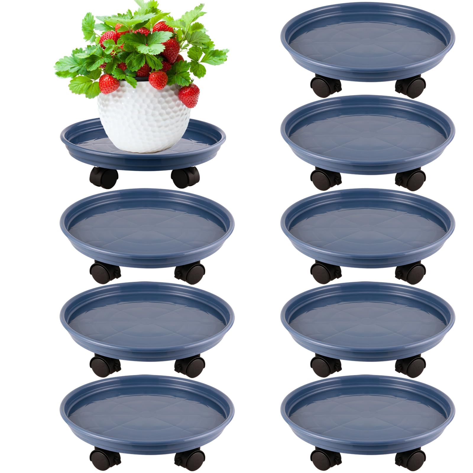 Jardineras Con Ruedas Paquete De 8 Soportes Para Plantas Con Ruedas De  Plástico De 12 Estanteria Para Plantas Exterior, image size:1600x1600