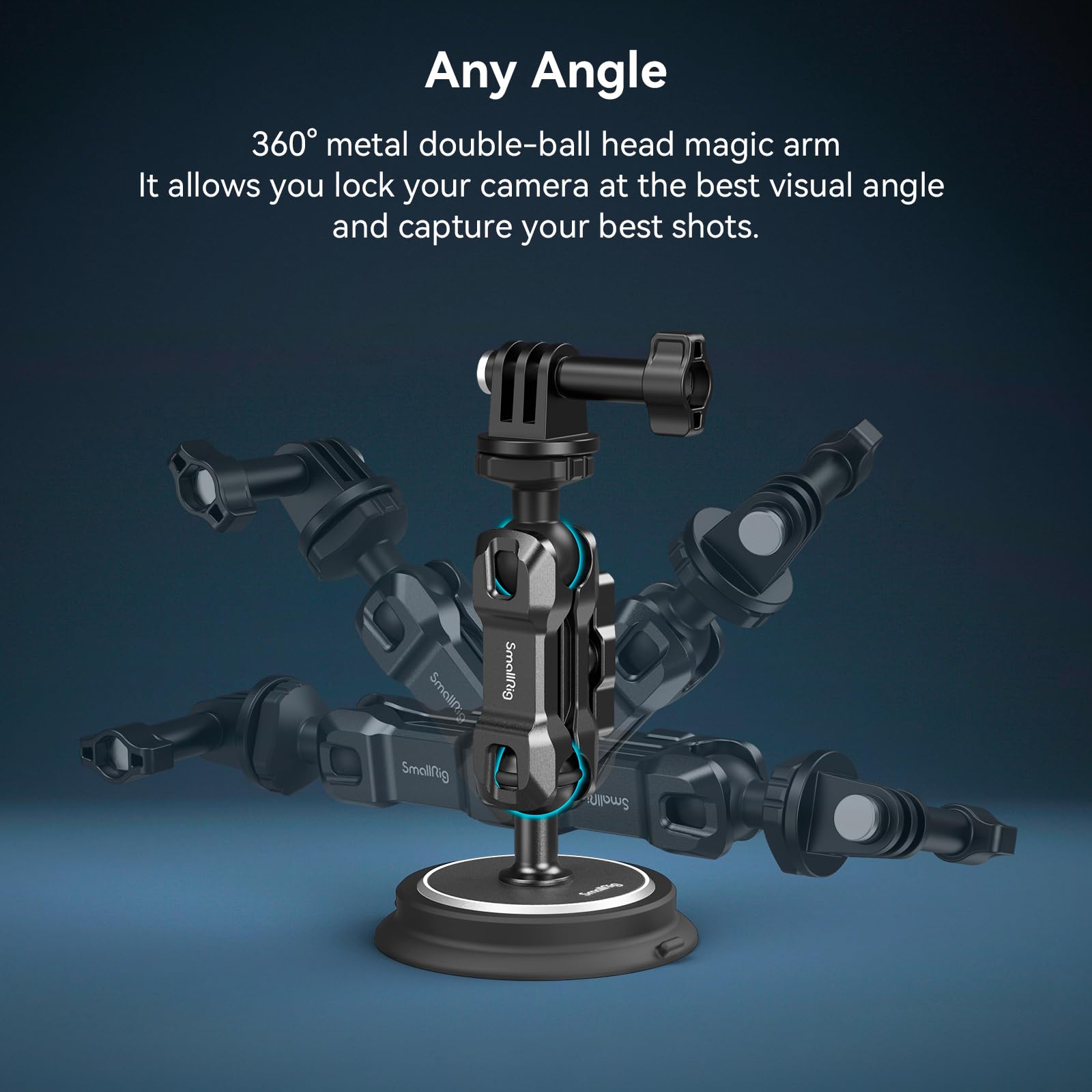 SMALLRIG 2-in-1 Magnetic Suction Cup Mount for Gopro Car Camera Mount Outside for Action Cameras with Ball Head Magic Arm 4466 - Image 3
