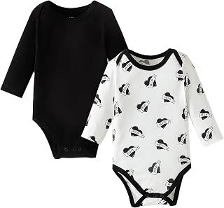DEFAHN Viscose from Bamboo Baby Bodysuits 2 Pack, Baby Onsies 0-24M | Soft, Breathable Stretch for Sensitive Skin, 3-Snap Closure, Lightweight Comfort for Naps,Layering and Daily Wear