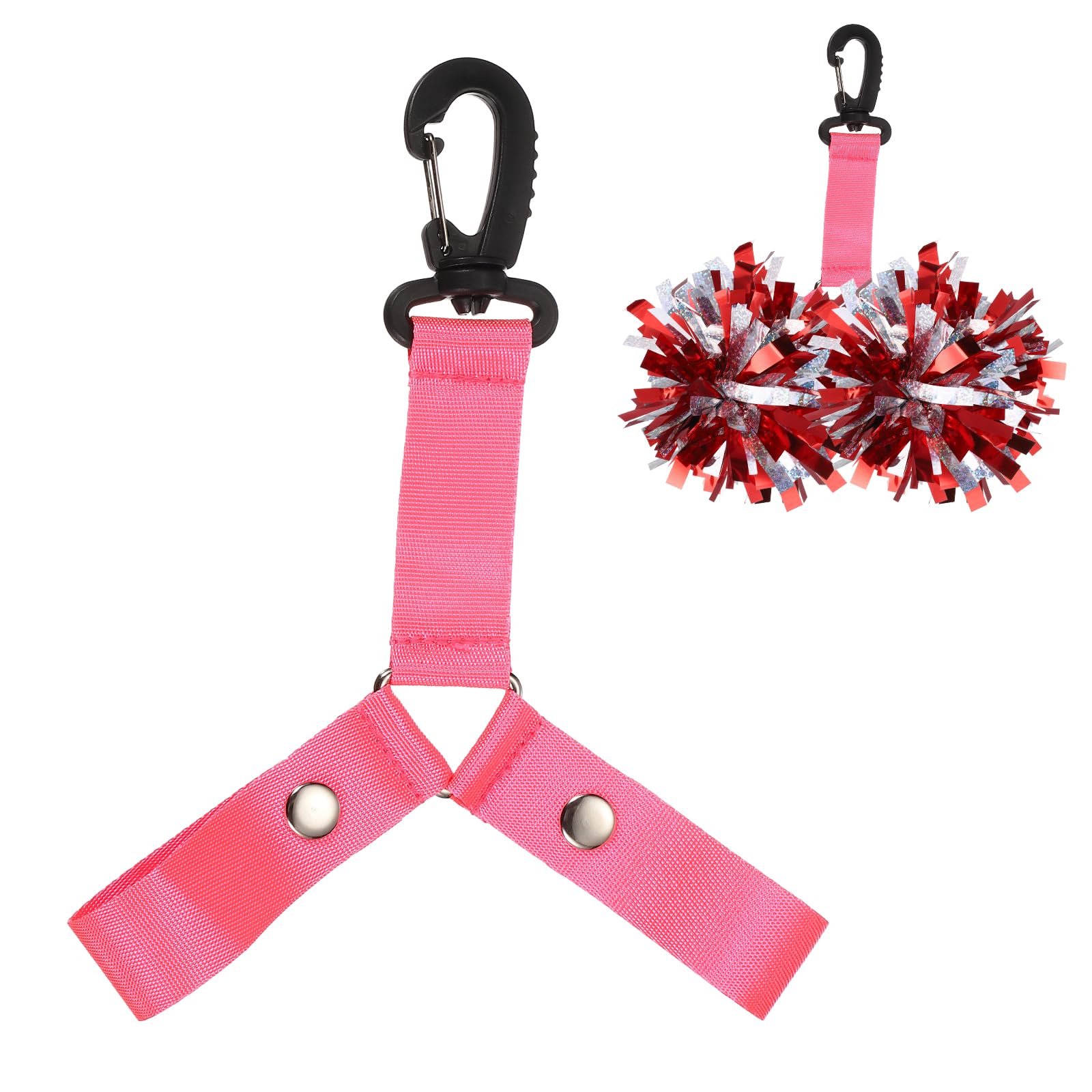 YELARXI Pom Pom Holder Hanger with Snap Button, Cheerleading Backpack Cheerleader Team Tags Strap Accessories 1Pcs & Pink-Fit (Essential Cheer Bag Accessories/Dance/Sport Squad)