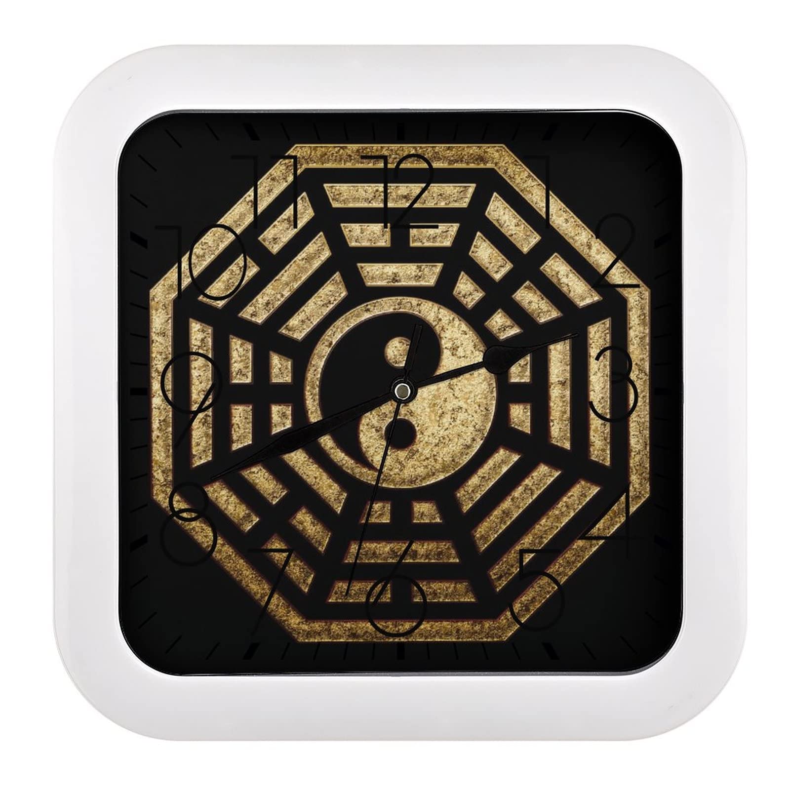Horloge murale carrée Tai Chi 26x26cm au design artistique épuré