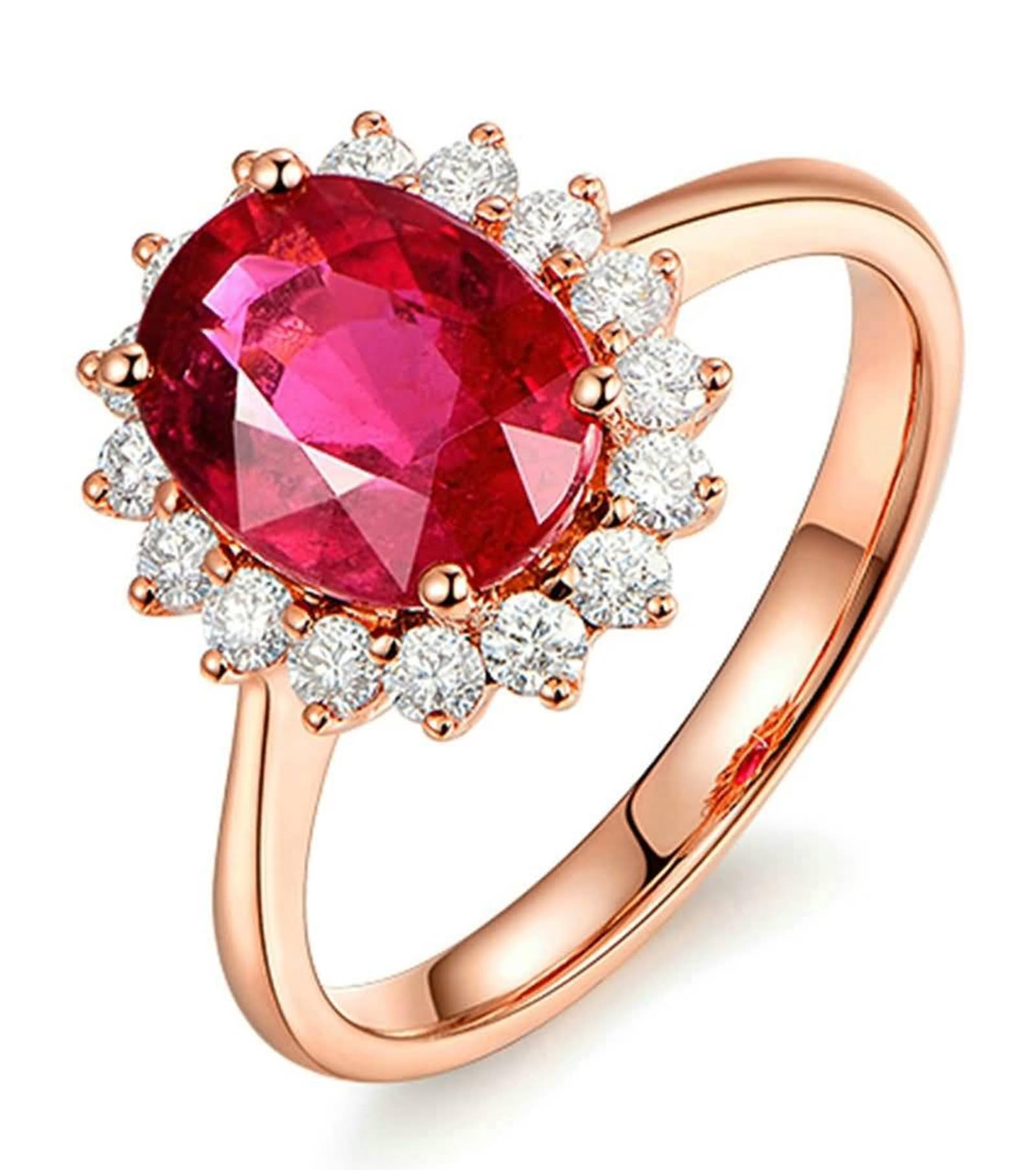Bague de mariage en or rose 18 carats 750 avec tourmaline taille ovale 1,45 ct avec diamant or rose Au750